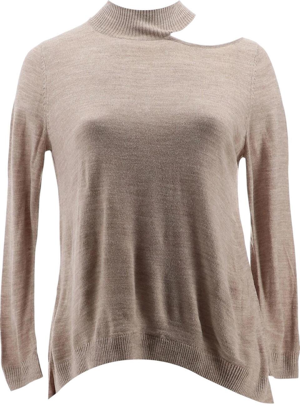 Colleen Lopez Women's Cutout Mock Neck Sweater Marble Hill Heather - Regular